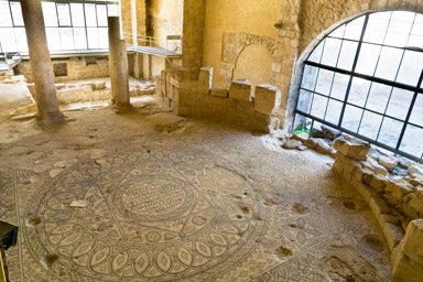 ciekawy przykład mozaiki greckiej, go której arabowie dodali swoje ormanmenty